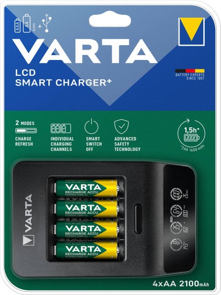 VARTA charger 2100mAh LCD Smart Charger incl. 4x AA 56706 2100mAh