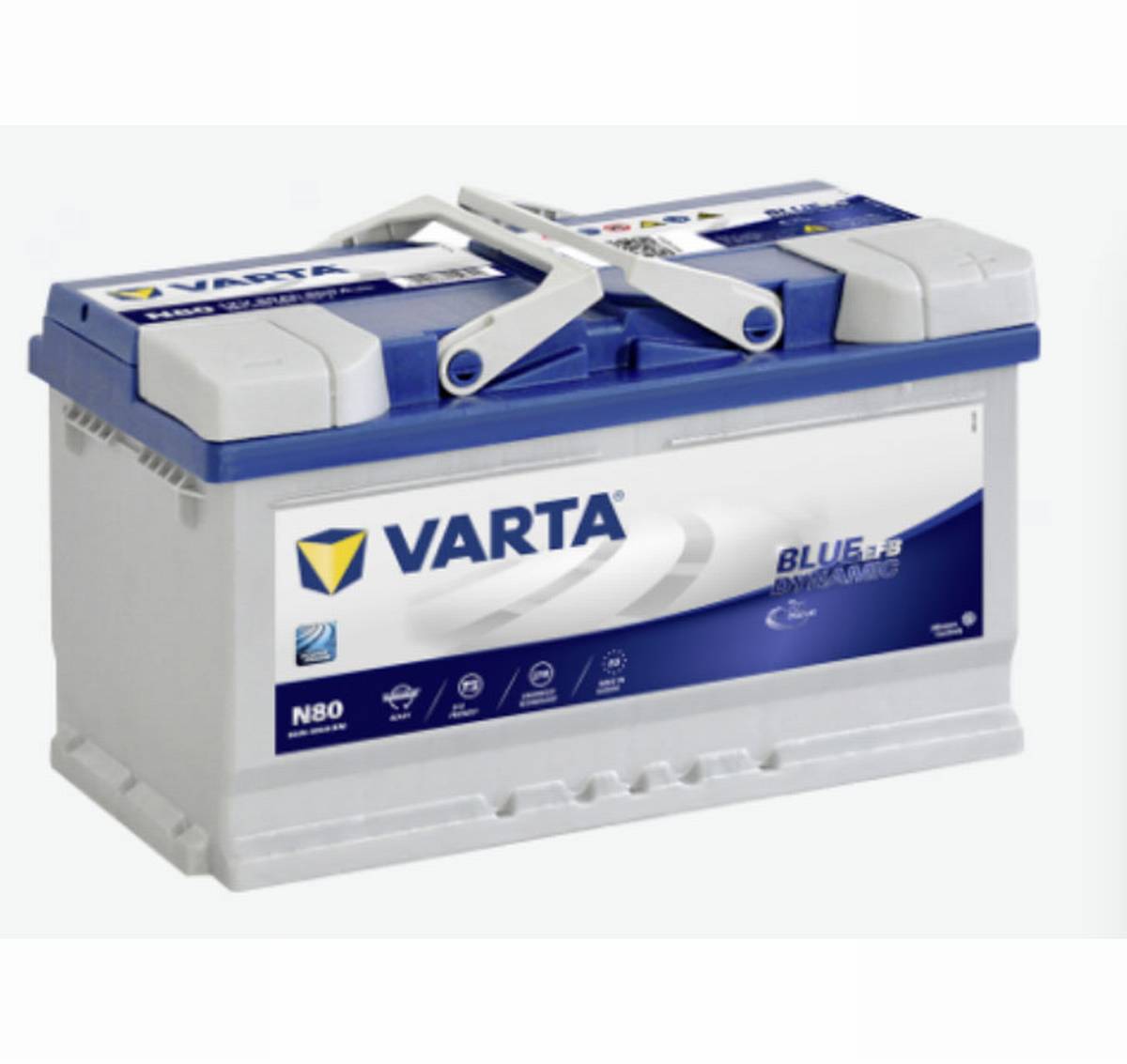 Varta Start-Stop Blue Dynamic EFB 580 500 080 N80 12V 80Ah 800A/EN car  battery, Starter batteries, Boots & Marine, Batteries by application