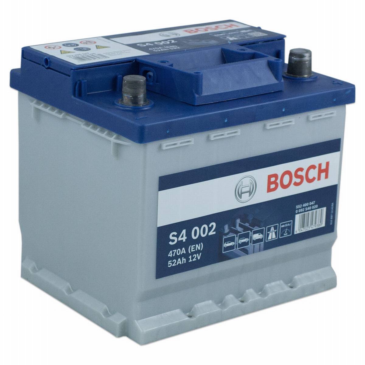 Bosch S4 002 Autobatterie 12V 52Ah 470A, Starterbatterie, Boot, Batterien für