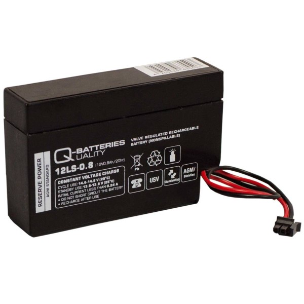 Q-Batteries 12LS-0.8 12V 0,8Ah AGM Blei-Vlies Akku für Heim & Haus Rolladen