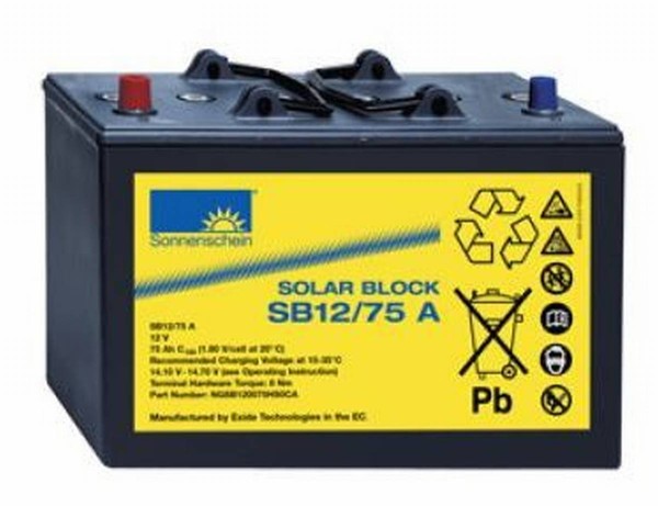 Exide Sonnenschein Solar Block SB12/75 A 12V 75Ah (C100) dryfit Lead Gel Battery / Lead Rechargeabl