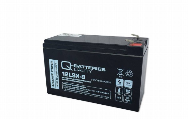 Q-Batteries 12LSX-9 12V 8,8Ah lead fleece battery / AGM 10 years