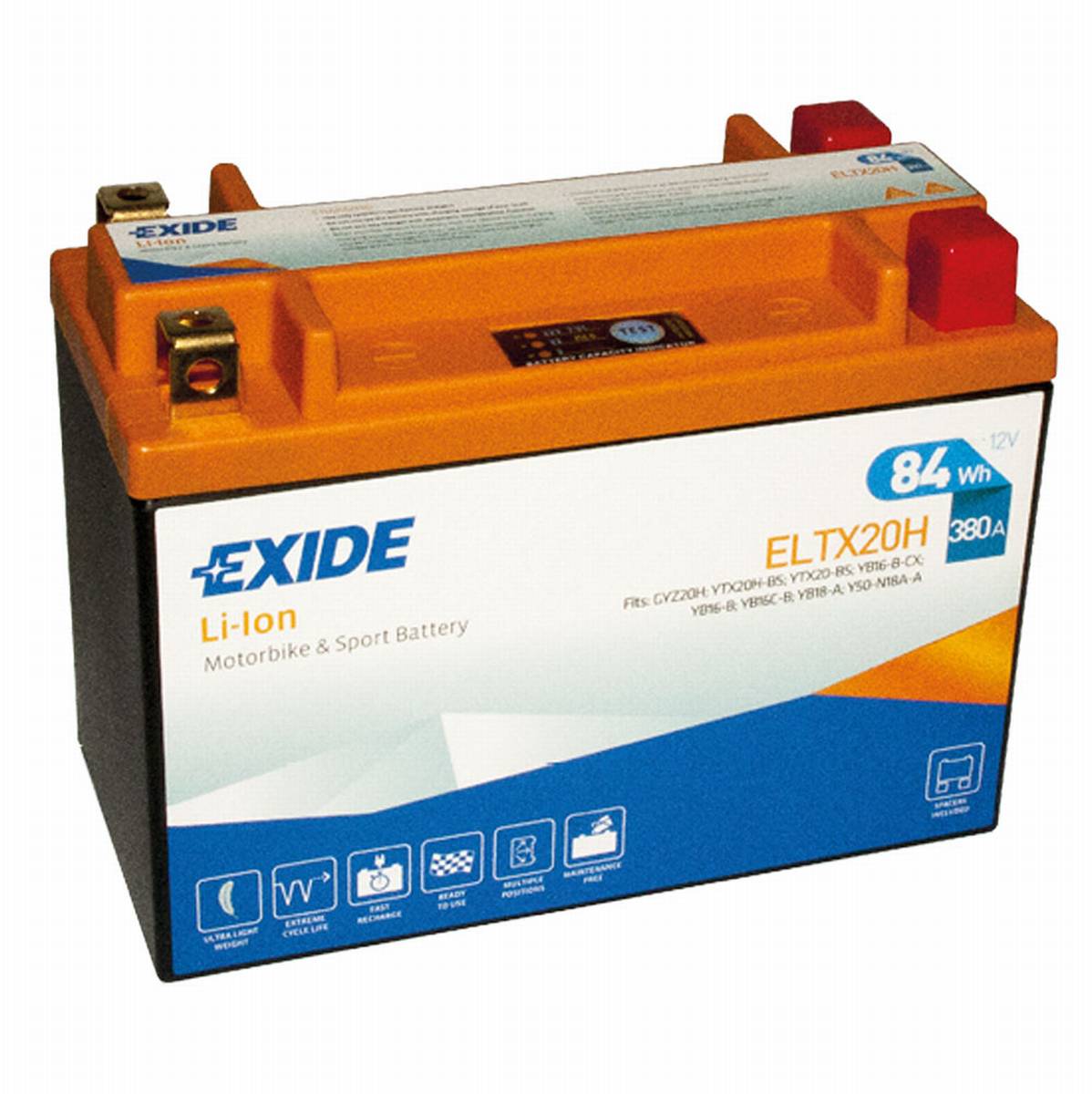 Exide ELTX20H Li-Ion Lithium Motorradbatterie 12V 7Ah 380A, Starterbatterie, Motorrad, Kfz, Batterien für