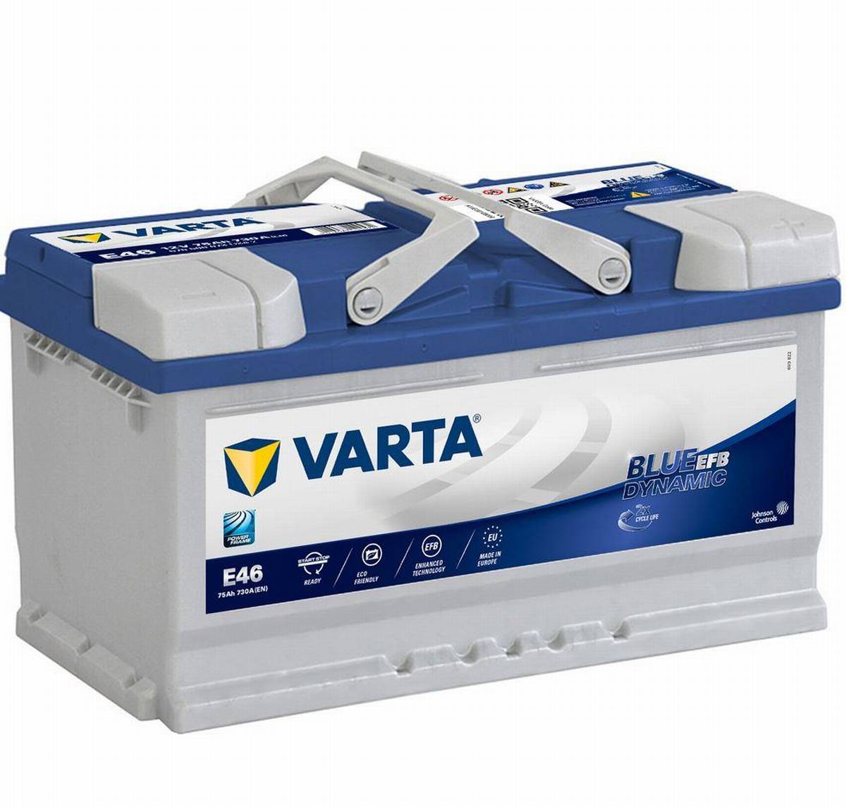 VARTA Blue Dynamic EFB Autobatterie, E46, 575 500 073, 75 Ah, 730 A - ATU
