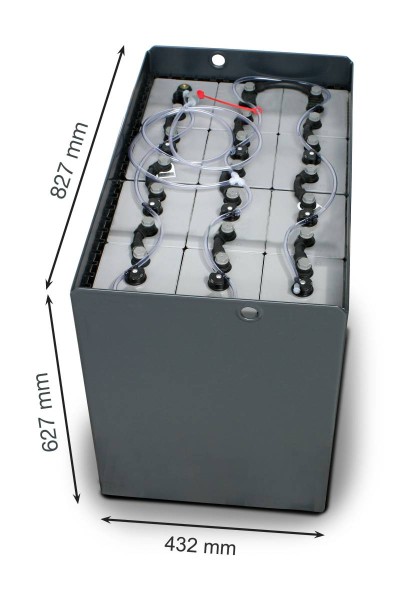 Q-Batteries 24V forklift battery 7 PzS 805 DIN A (827 x 432 x 627mm l/w/h) tray 57014034