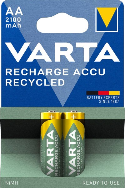 VARTA AA 2100mAh Battery Recharge Recycled NiMH (2 blister)