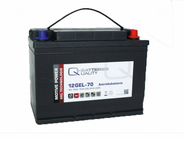 Q-Batteries 12GEL-70 traction battery 12V 70Ah (5h), 75Ah (20h) maintenance-free gel battery VRLA