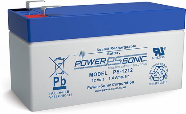 Powersonic 12V 1.2Ah lead fleece battery AGM VRLA PS 1212 VdS