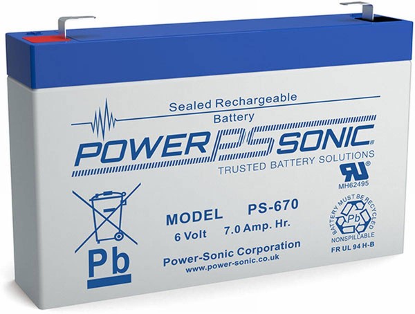 Powersonic 6V 7Ah lead fleece rechargeable battery AGM VRLA PS 670