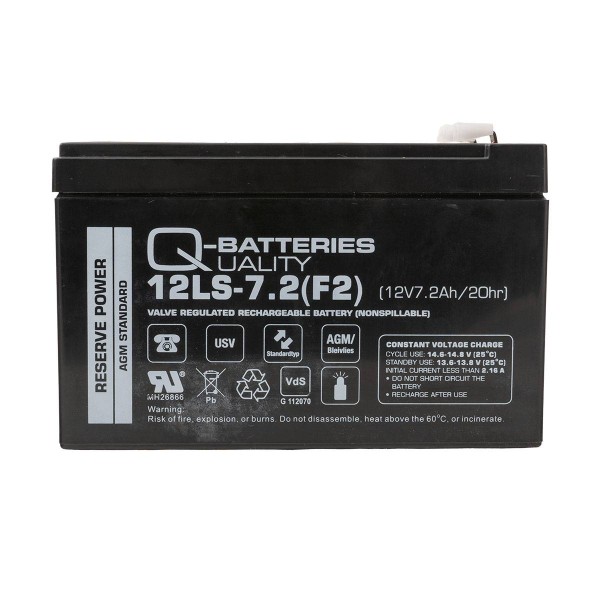 Q-Batteries 12LS-7.2 F2 12V 7,2Ah Blei-Vlies-Akku / AGM VRLA mit VdS G112070