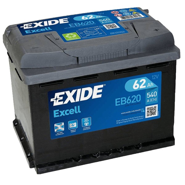 Exide EB620 Excell 12V 62Ah 540A Autobatterie