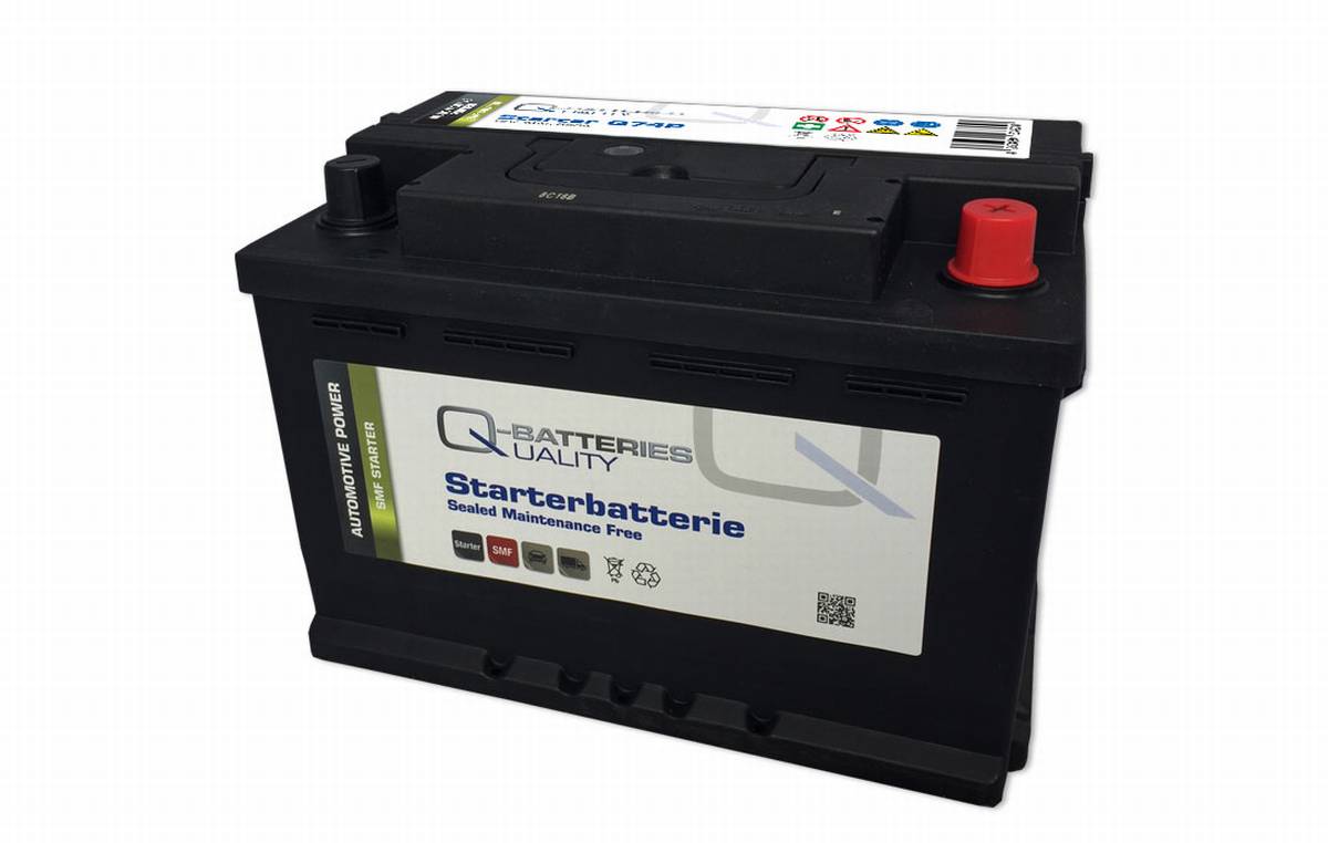 Q-Batteries Autobatterie Q74P 12V 74Ah 690A, wartungsfrei, Starterbatterie, Boot, Batterien für