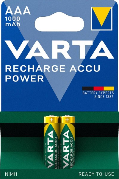 Varta Recharge Battery Power Micro AAA NiMH 1000mAh (pack of 2)