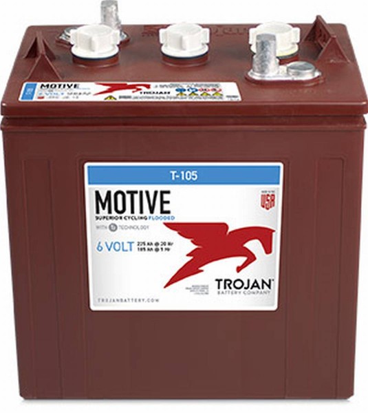 Trojan T-105 6V 225Ah EAPT Deep Cycle Traction Battery EAPT Connector