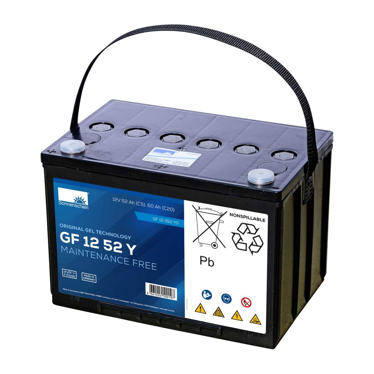 Exide Sonnenschein GF 12 052 Y O dryfit Blei Gel Antriebsbatterie 12V 52Ah  (5h) VRLA, Blei Gel Batterien, Akkus & Batterien