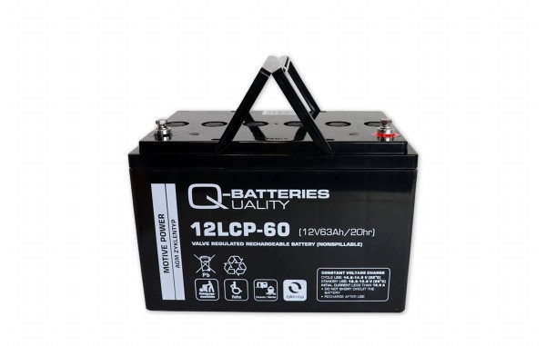 Q-Batteries 12LCP-60 / 12V - 63Ah lead accumulator cycle type AGM - Deep Cycle VRLA