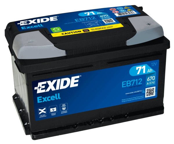 Exide EB712 Excell 12V 71 Ah 670A car battery