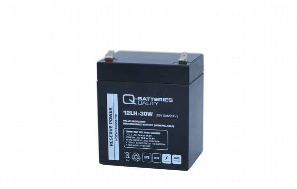 Q-Batteries 12LH-30W 12V 5Ah lead fleece battery AGM VRLA high current UPS