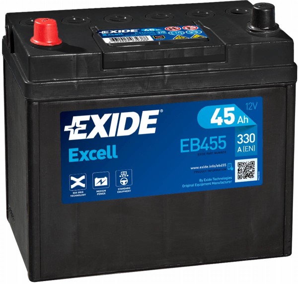 Exide EB455 Excell 12V 45Ah 300A Autobatterie