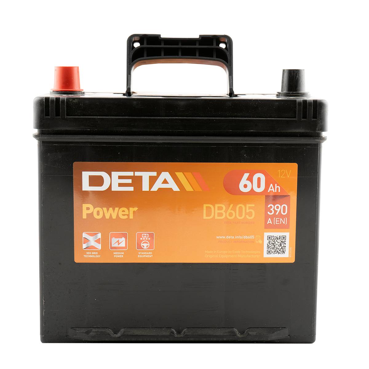 DETA DB605 Power 12V 60Ah 390A Autobatterie, Starterbatterie, Boot, Batterien für