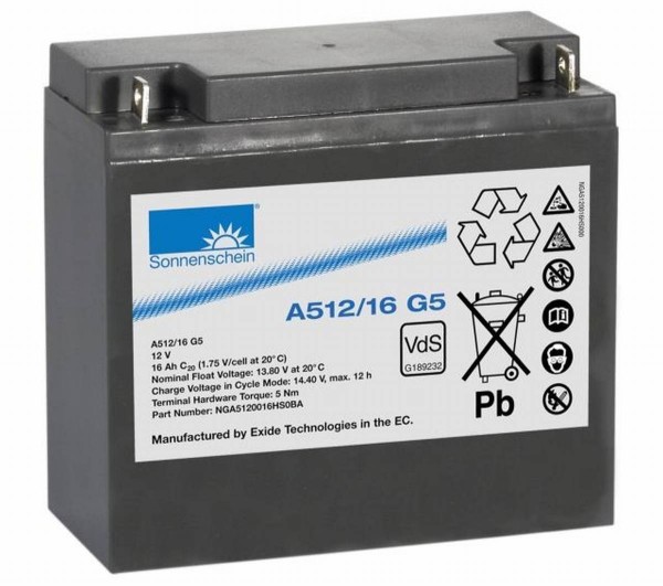 Exide Sonnenschein A512/16 G5 VdS 12V 16Ah dryfit lead gel battery VRLA