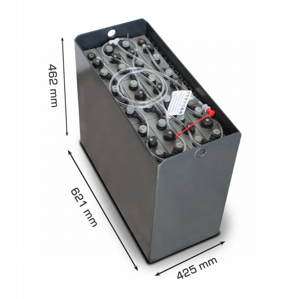 Q-Batteries 24V forklift battery 5 PzS 400 Ah DIN B (621 * 425 * 462 mm L/W/H) trough 57014007