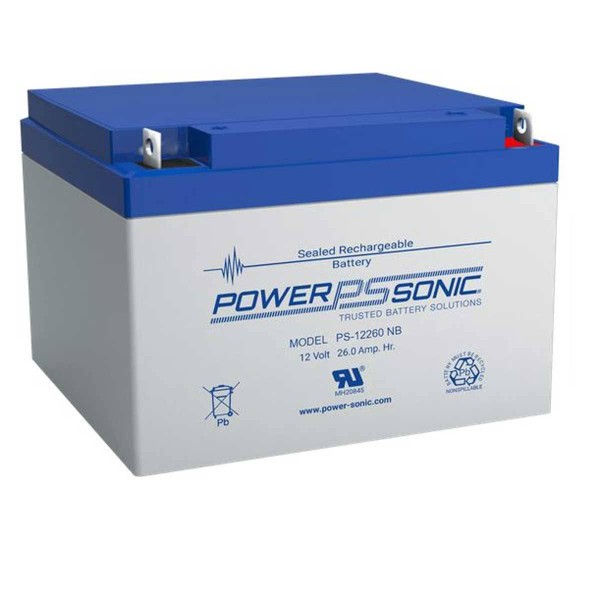 Powersonic 12V 26Ah lead fleece battery AGM VRLA PS 12260 B UL94 V-0 Housing