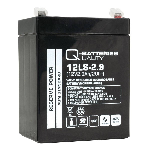 Q-Batteries 12LS-2.9 12V 2,9Ah lead fleece battery / AGM VRLA