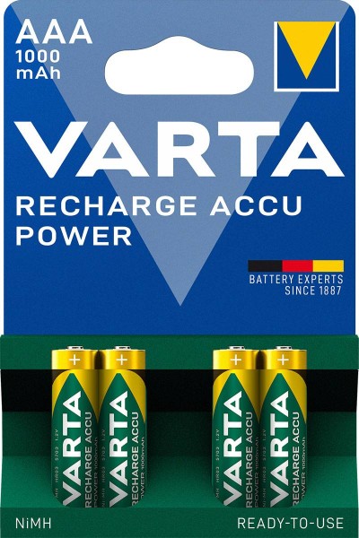 Varta Recharge Battery Power Micro AAA rechargeable battery NiMH 1000mAh (4er blister)