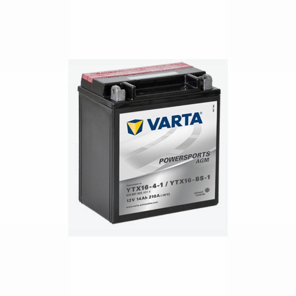 Varta Powersports AGM YTX16-BS-1 Motorrad Batterie YTX16-4-1 514901022 12V 14Ah 210A