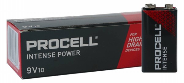 Duracell Procell Alkaline Intense Power 6LR61 9V Block MN 1604, 1.5V 10 pcs.(box)