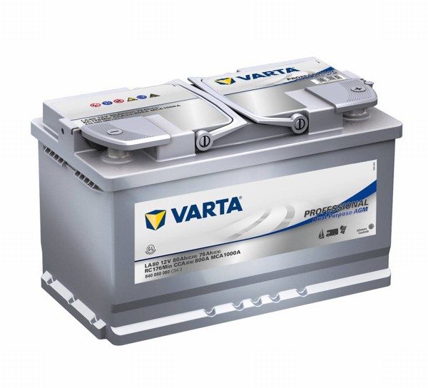 Varta LA80 Professional DP AGM battery 12V 80Ah 800A 840080080, AGM  Batteries, Batteries