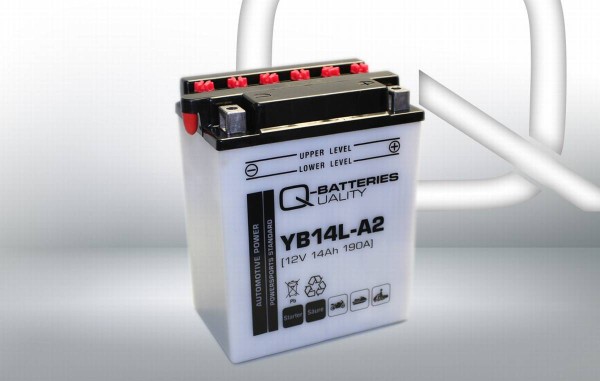 Q-Batteries Motorradbatterie YB14L-A2 51411 12V 14Ah 190A