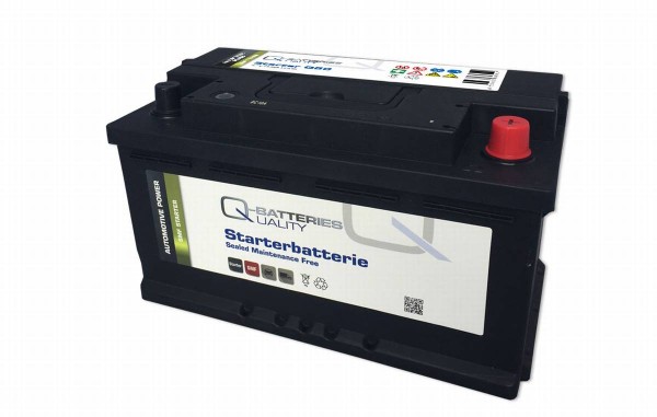 Q-Batteries Autobatterie Q80 12V 80Ah 710A, wartungsfrei, Starterbatterie, Boot, Batterien für