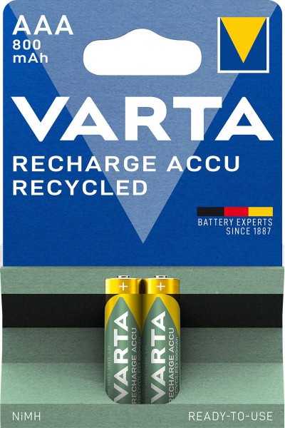 VARTA AAA 800mAh Battery Recharge Recycled NiMH (2 blister)