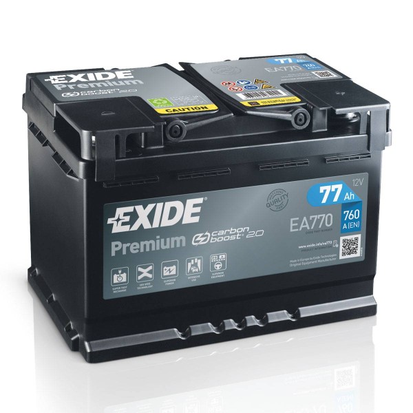 Exide Premium Carbon Boost EA770 12V 77Ah 760A Starter battery